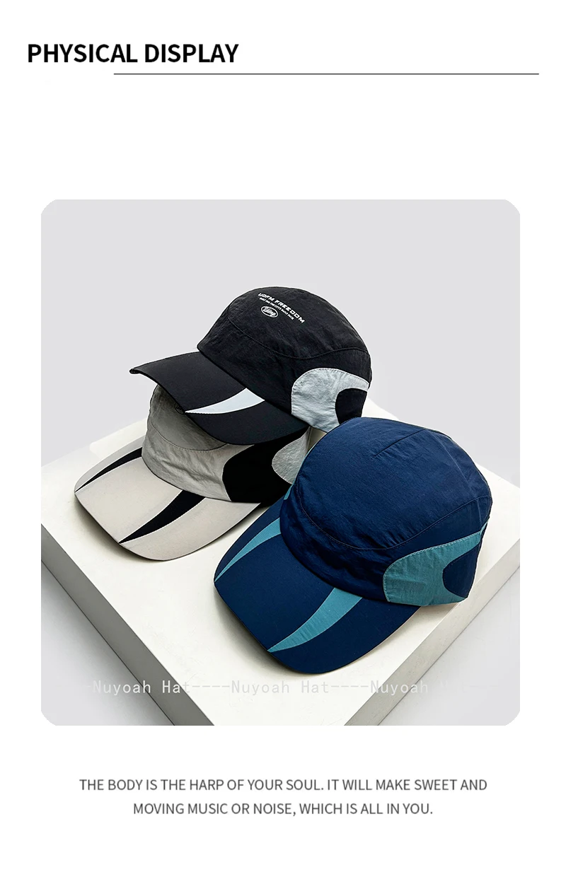 Neue Schnelltrocknende Baseballkappen für Damen und Herren mit Schriftzügen, Sonnenschutz, Farbblock-Design, Vielseitige Hip-Hop-Schirmmützen für Outdoor-Mode – Detail 4