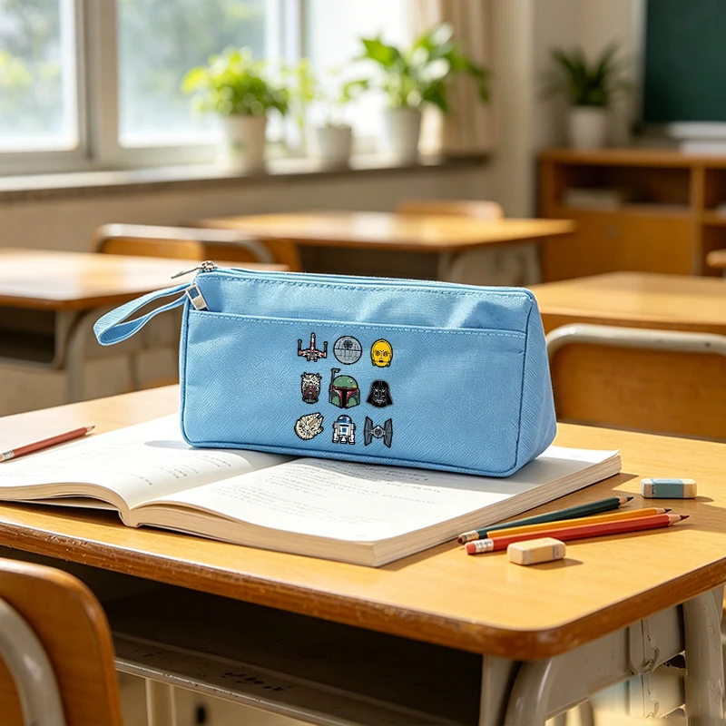 Stared Wars Canvas Pencilcase Students Back To School Stationary Storage Pouch Birthday Gifts Bag Cute Cartoon Printed Pencilbag