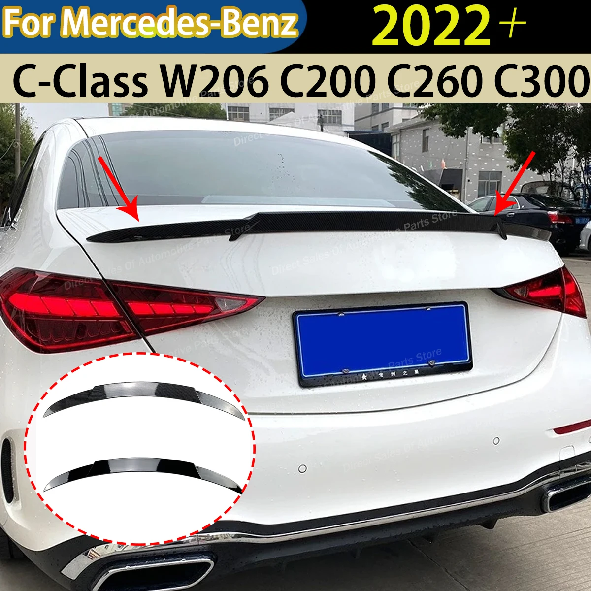 

Car Rear Trunk Wing For Mercedes-Benz C-Class W206 C200 C260 C300 2022+ For Brabus Style Trim Cover Body Kit Tuning Auto Parts
