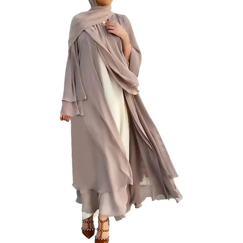 Elegant Women Muslim Maxi Dress Cardigan Abaya