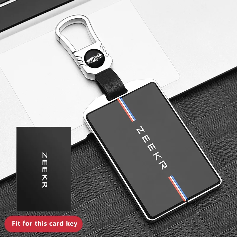ZEEKR 001 009 X NFC 카드 용 아연 합금 가죽 자동차 키 케이스 스마트 원격 커버 쉘 키 체인 홀더 Fob 자동차 액세서리