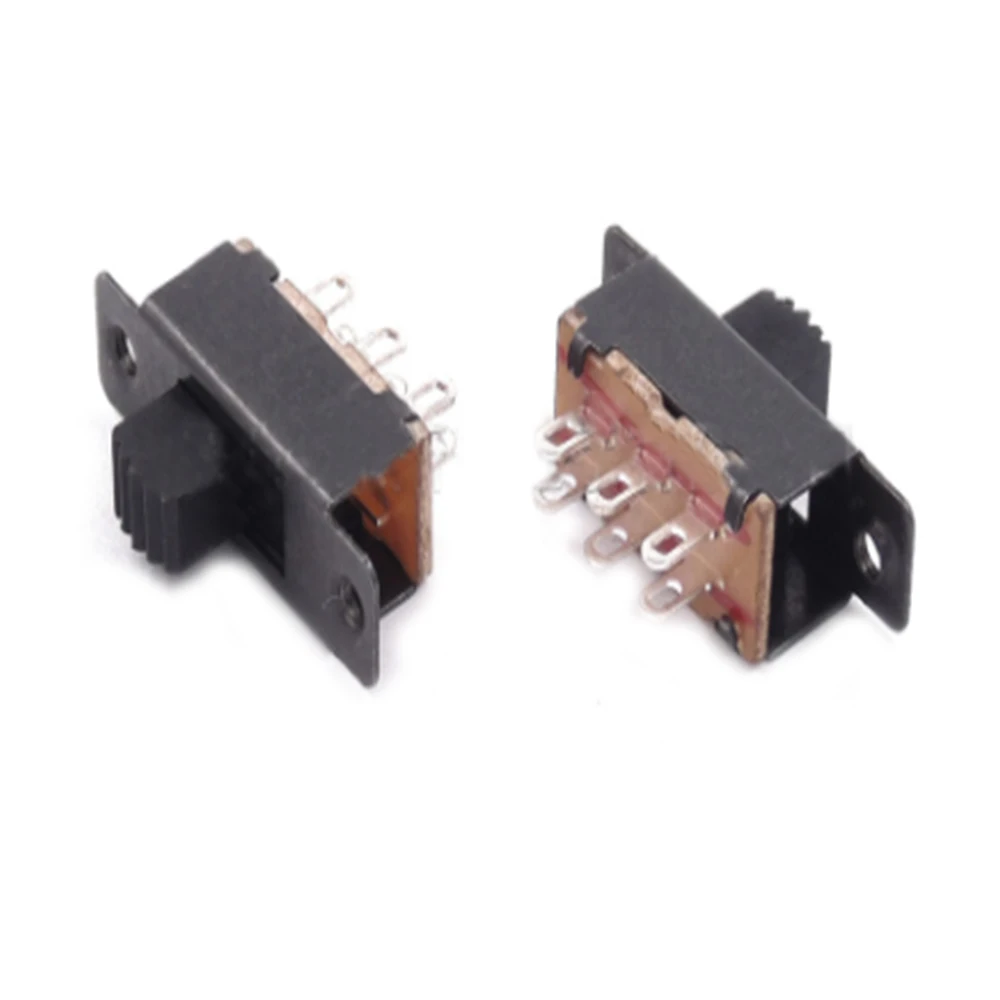 10PCS Toggle Switch 2 Position 6 Pins With Fixed Hole Handle High 5mm DPDT 2P2T Panel Mount Slide Switch 125VAC