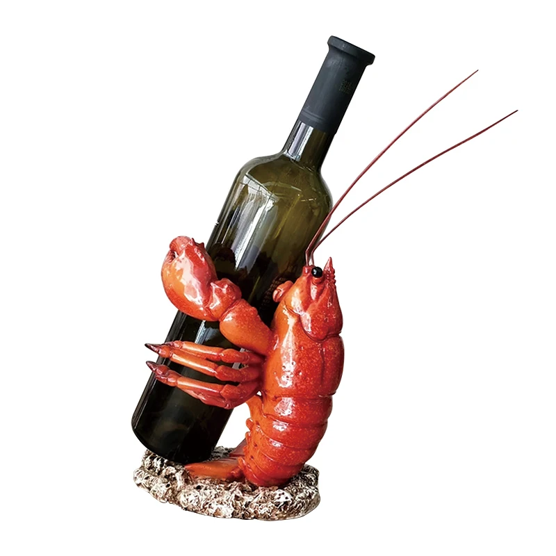 

Lobster Statue Wine Holder Resin Langouste Bottle Rack Kitchen Marine Ornament Seafood Restaurant Craft Decor Bar Accessories