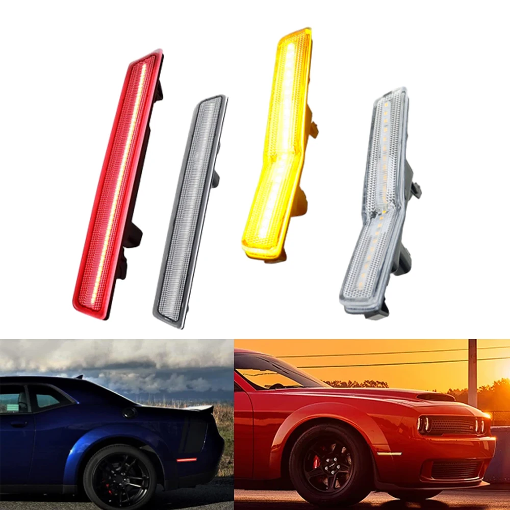 

4 шт. светодиодные передние и задние габаритные огни, указатели поворота с затемненными линзами для Dodge Challenger SRT Widebody 2018 2019 2020 2021 2022