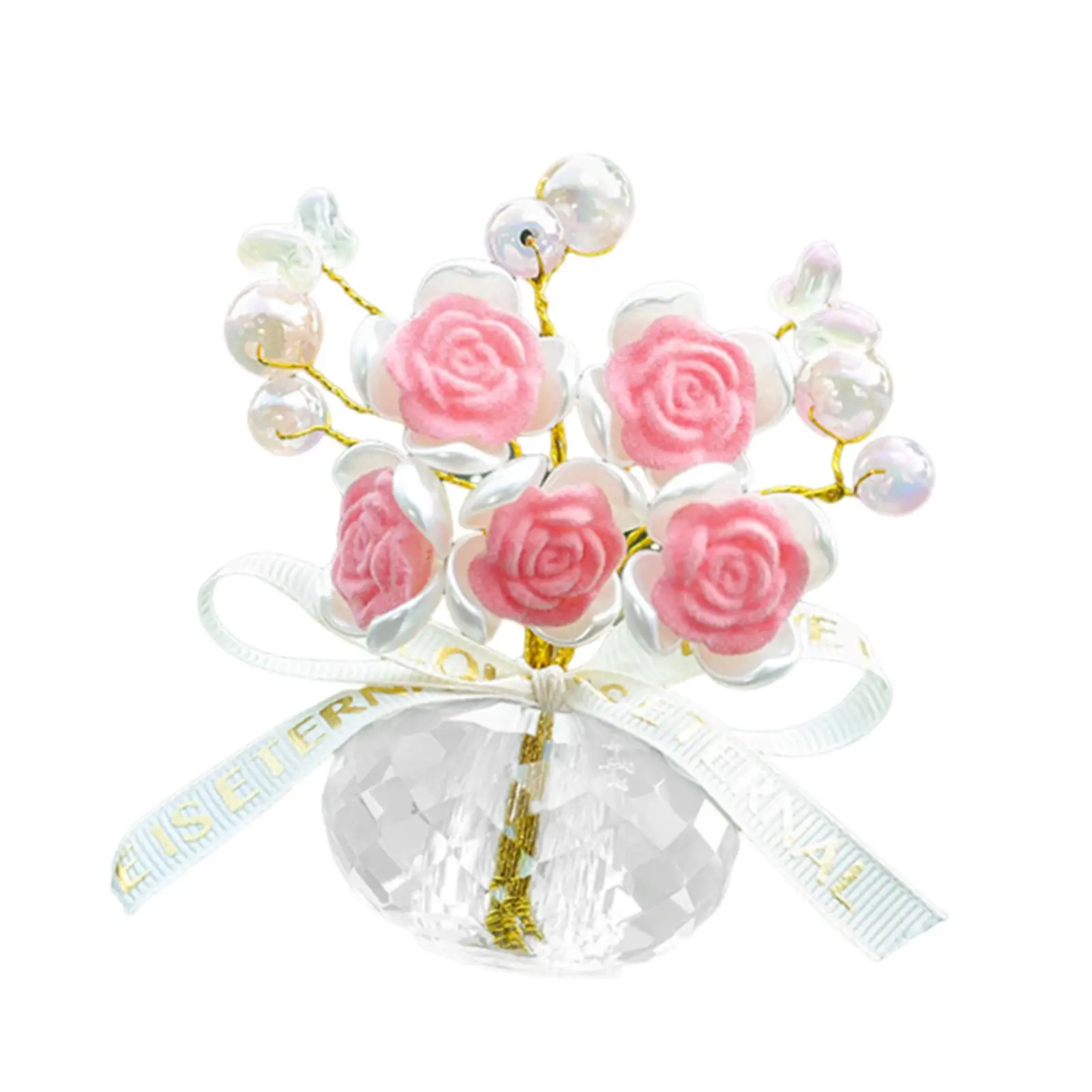 Car Dashboard Rose Decor Artificial Flowers Ornament Accessories Automotive Desktop Statue for SUV Sedan Truck Party Shelf