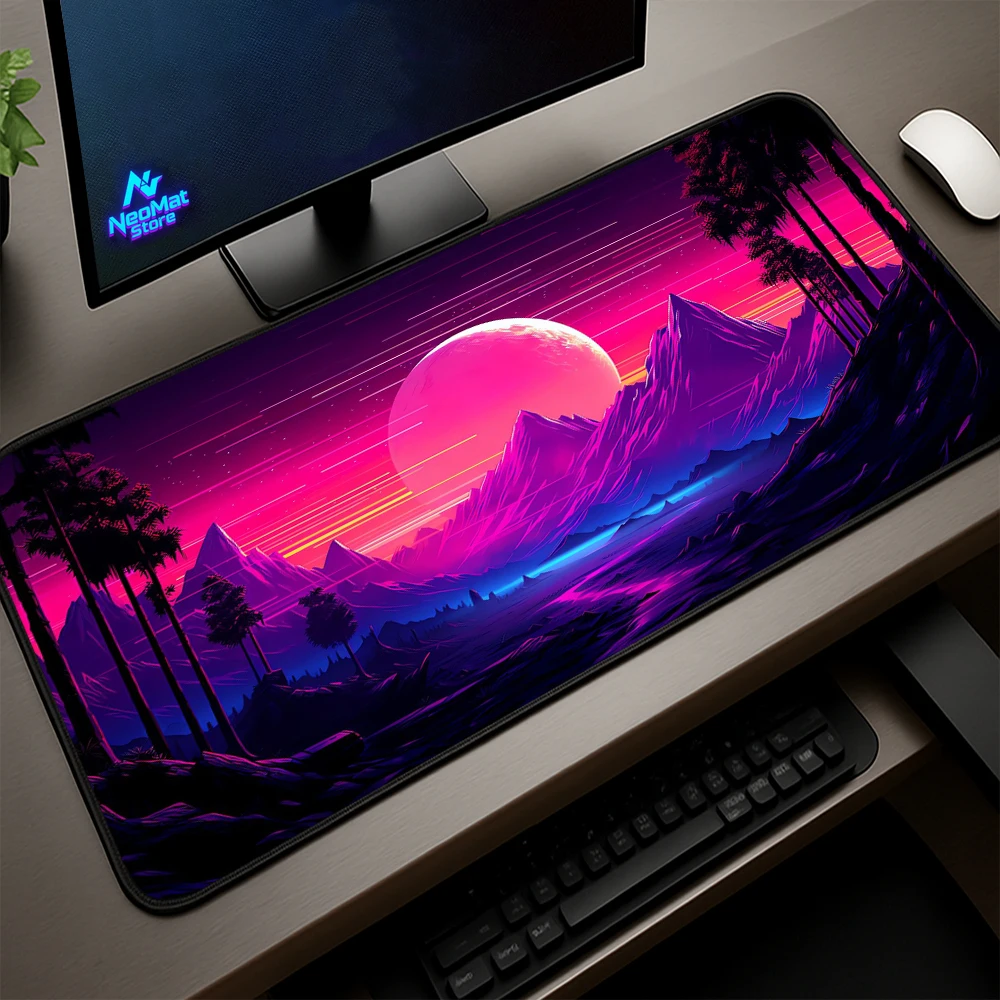 

Synthwave Sunset XXL Mouse Pad 800x300 Pink Neon Large Desk Mat Gamer Setup Aesthetic Palm Tree Gaming Keyboard Carpet 1000x500