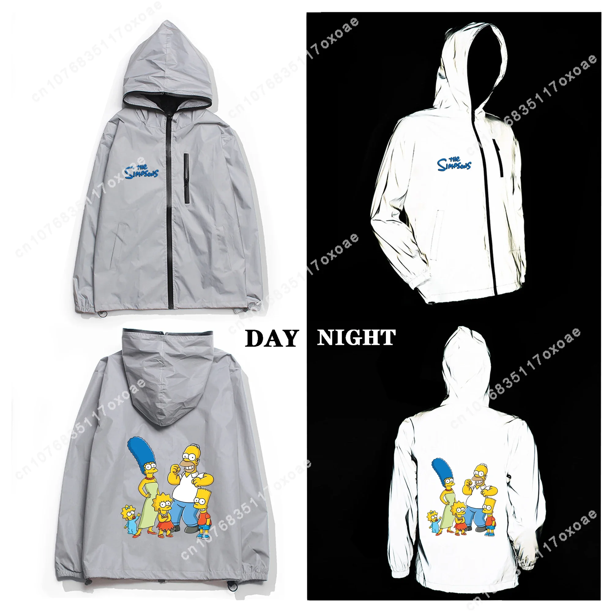 

T-The Reflective Jacket Mens Womens Coat Hooded Windbreaker Pocket Jackets S-Simpsonss Anime Cartoon Manga Customization Hoodie