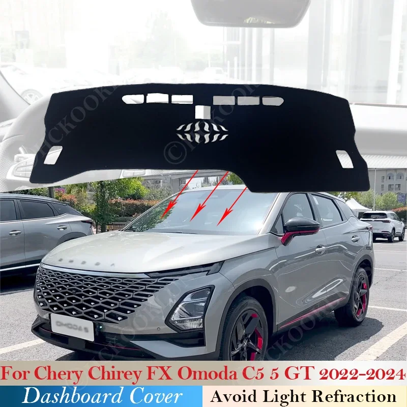 Dashboard Cover Sun Shade Mat Cushion Avoid Light Pads Anti-UV Carpets Protection for Chery Chirey FX Omoda C5 5 GT 2022 ~ 2024