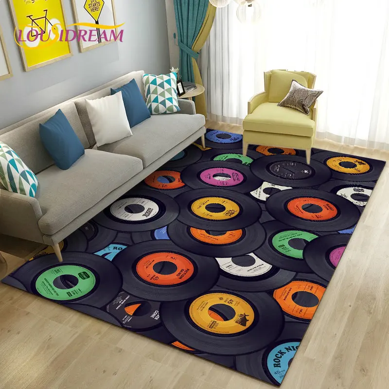 3D Classical Music Vintage Vinyl Record Area Rug,Carpet Rug for Living Room Bedroom Sofa Decoration,Kid Play Non-slip Floor Mat