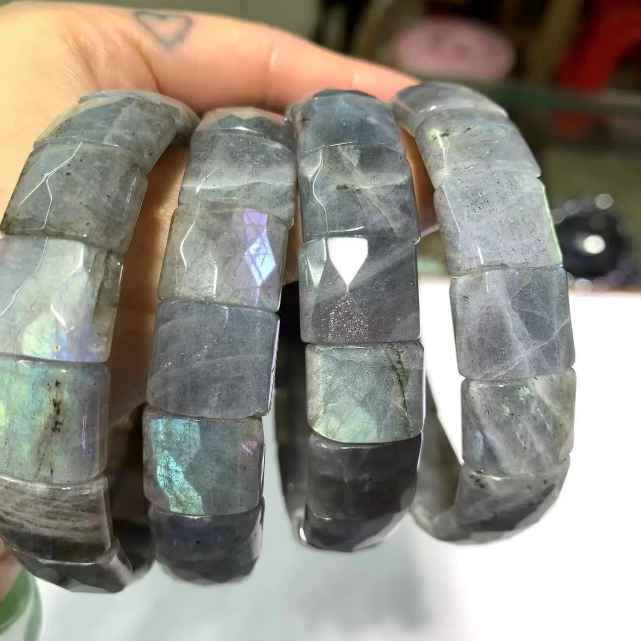 New Labradorite Stone Bracelet Natural Gemstone Jewelry Charms Bangle for Woman for Man for Gift Wholesale