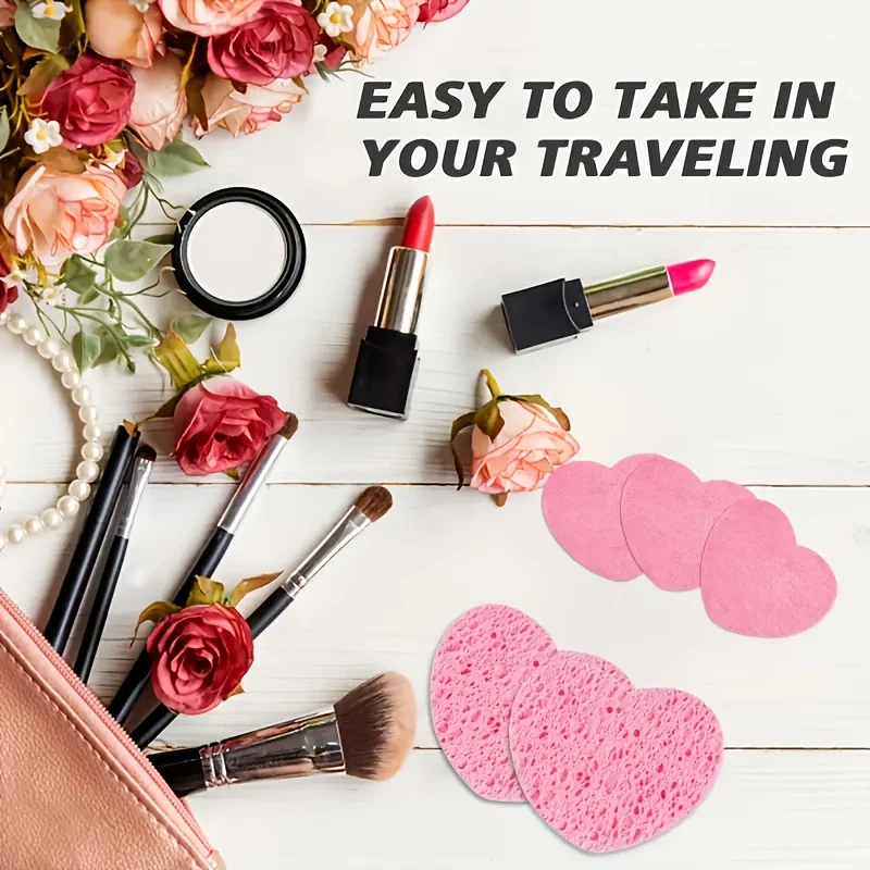 20 Pieces Facial Sponges Heart Shape Compressed Facial Sponges Natural Facial Cleansing Sponges Pads Exfoliating Sponges