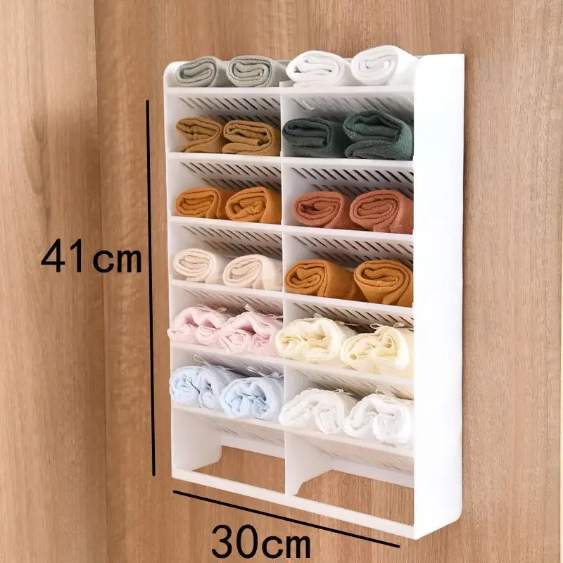 Wall Mounted Classified Storage Box No Punching Detachable Household Use Underwear Sock Storage Compartment Clothing Organizer