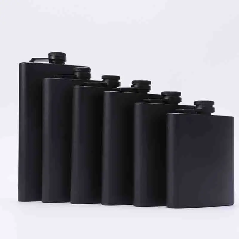 6/7/8/9/10/12oz Portable 304 SS Flagon black Whiskey Vodka Wine Pot Hip Flask Alcohol Drinking Bottle bar party outdoor utensil