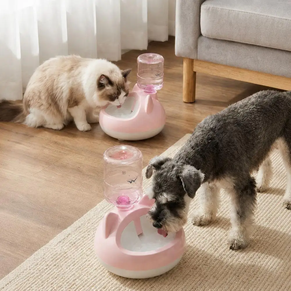 Silent Pet Water Fountain Automatic Cat Water Dispenser with Bottle Adapter Auto Refill Pet Water Feeder Bowl Cute Cat for Small
