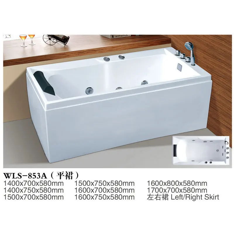 

Acrylic Independent Rectangular Adult Massage Cylinder, Smart Constant Temperature Flat Skirt Bathtub With Pillow, Wholesale