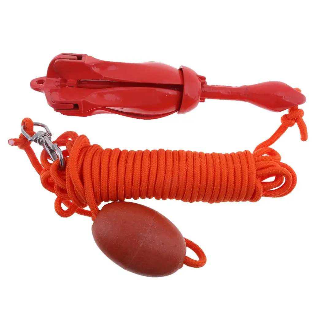 Red Portable Small Folding Anchor Kit for Pound Kayak Boat Canoe