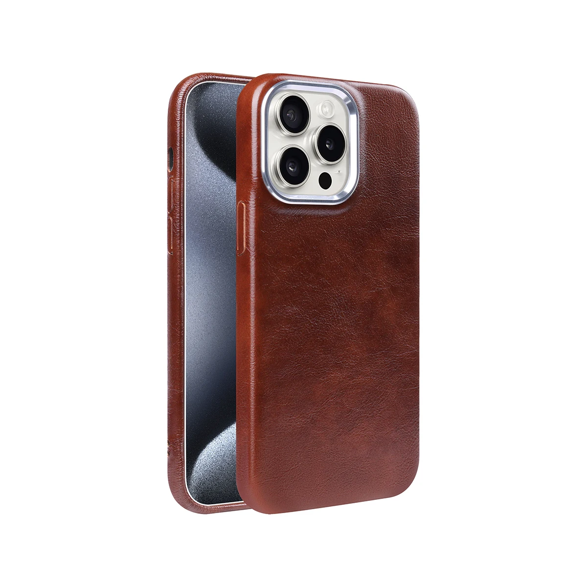 حافظة جلدية فاخرة كلاسيكية مزخرفة بإطار معدني شامل من جلد البولي يوريثان لهاتف آيفون 15 برو ماكس 16 14 Plus 13 12 11 #5