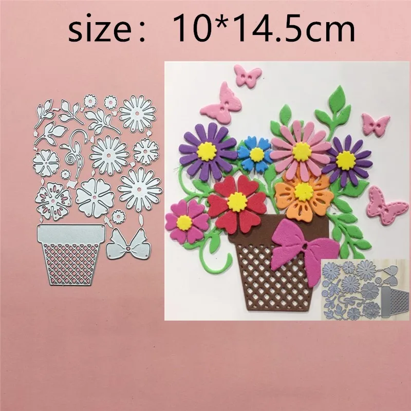 

Colorful Flower Pot Butterfly Metal Cut Dies Stencils for Scrapbooking Stamp/Photo Album Decorative Embossing DIY Paper Cards