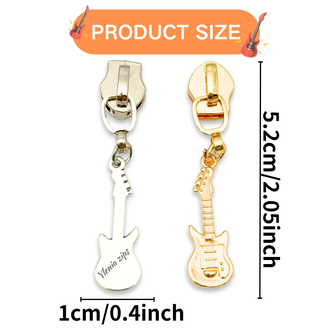 5pcs #5 Retro Guitar Zipper Pull, Nylon Zipper Pull, Can Be Used as a Sewing Zipper Pull Substitute, Suitable for Handicrafts