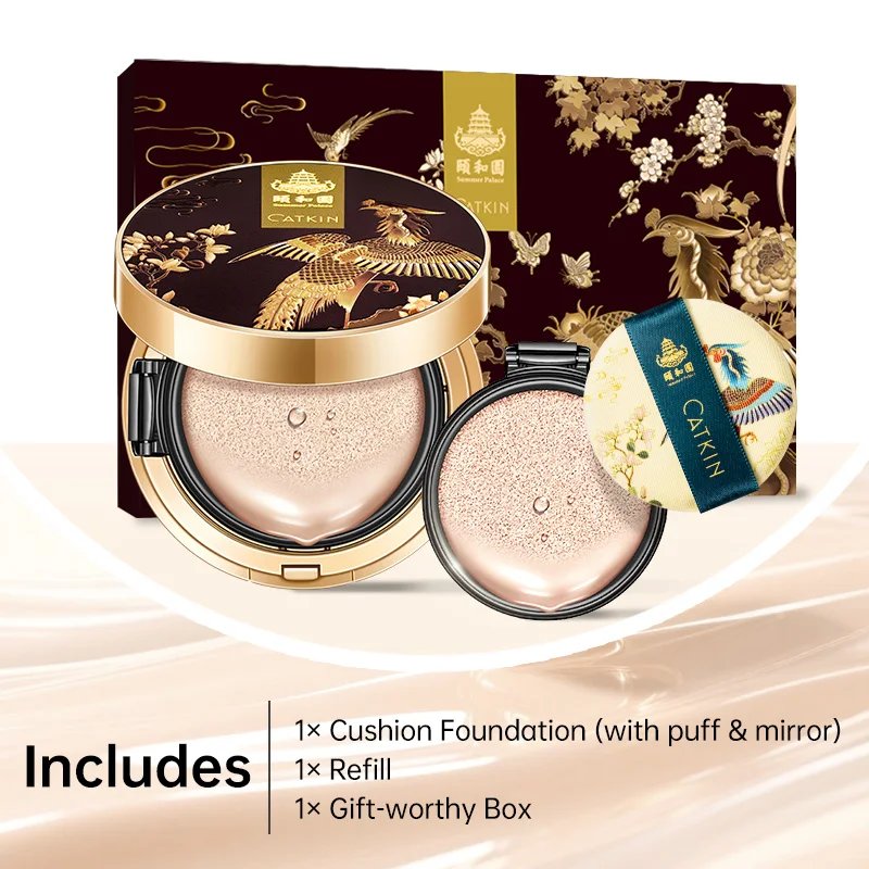 

CATKIN BB Cream Air Cushion Foundation Moisture Natural Cover Concealer + Free Refill Medium/Light 0.46 Ounce