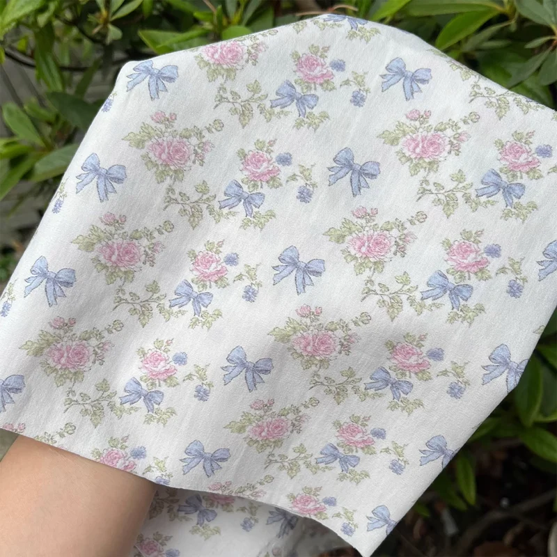 

140cm*50cm Cotton Fabric Bow Floral Pattern Suitable For Handmade DIY Dresses Shirt Fabrics