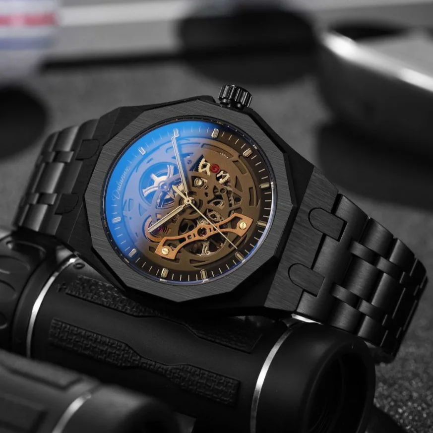 Men Mechanical Watch Automatic Luxury Brand Fashion Business Wristwatch Man Casual Sport Waterproof Luminous Skeleton Gift Clock