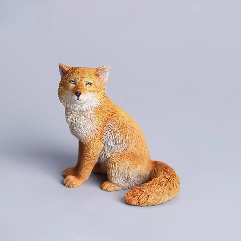 

Fox model, resin figure simulation animal ornament, cute desktop ornament gift.