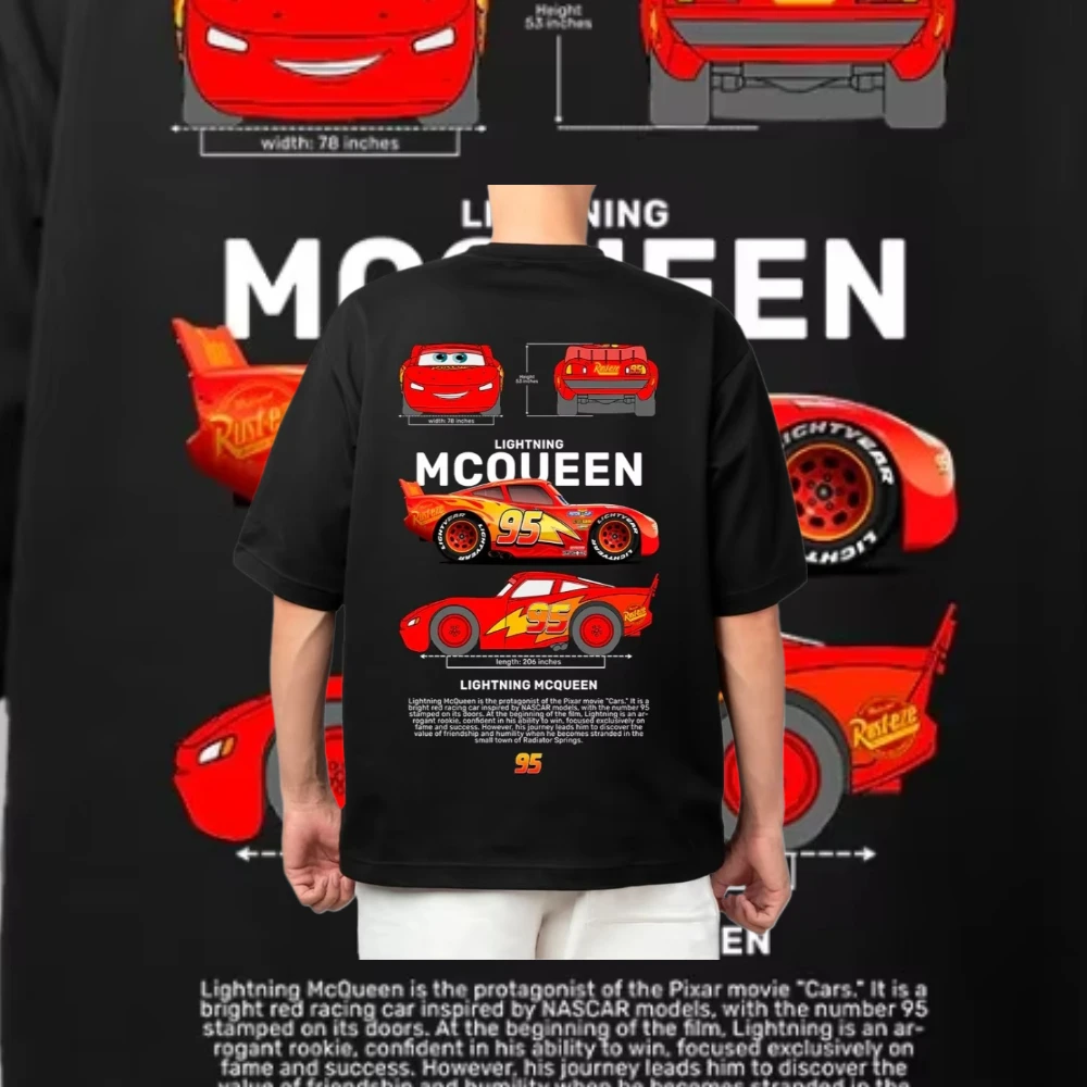 

Автомобили ghtning Mcqueen Sally Designs Повседневная хлопковая классическая модная автомобильная футболка с буквенным принтом и круглым вырезом с короткими рукавами, летние топы