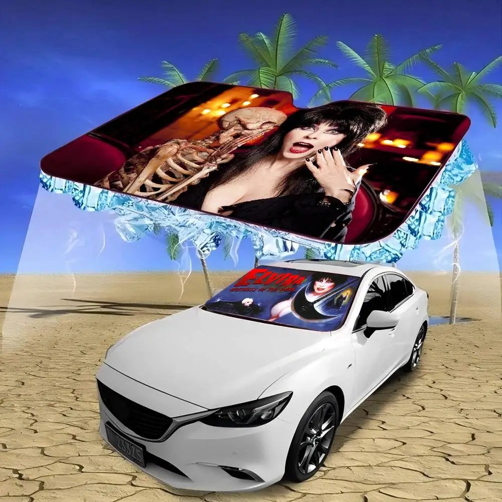 Horror Film E-Elvira M-Mistress D-Dark Windshield Sun Shade for Car SUV Truck Front Window Sun Shade Visor Protector Cover view 3