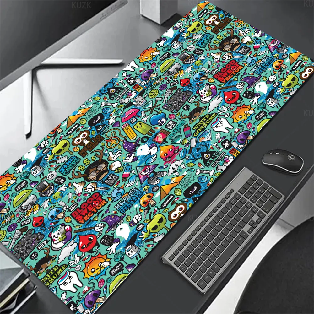 Funky Graffiti Gamer Mousepad Desk Mat,Keyboard Pad Anime Gaming Mouse Pad,Computer Table Surface For Accessories ,Large Mauspad