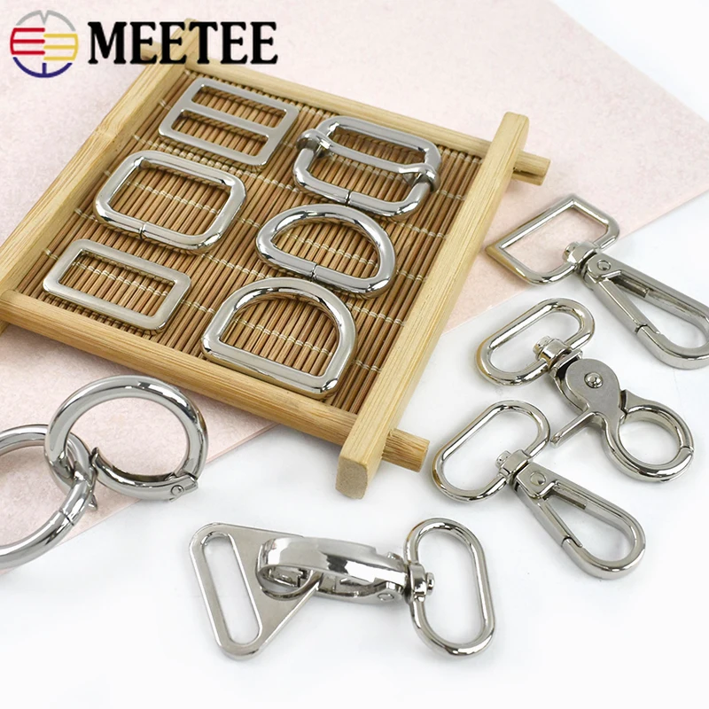 

5/10Pcs 20-38mm Silver Metal Buckles Bag Strap Tri-Glide Slider Clasp Pet Collar Swivel Lobster Buckle DIY Hardware Accessories