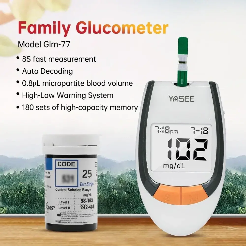YASEE GLM-77 GLS-77 Blood Glucose 100Pcs Test Strip + 100Pcs Lancet bloed glucose test strip yasee gls-77  health  monitor