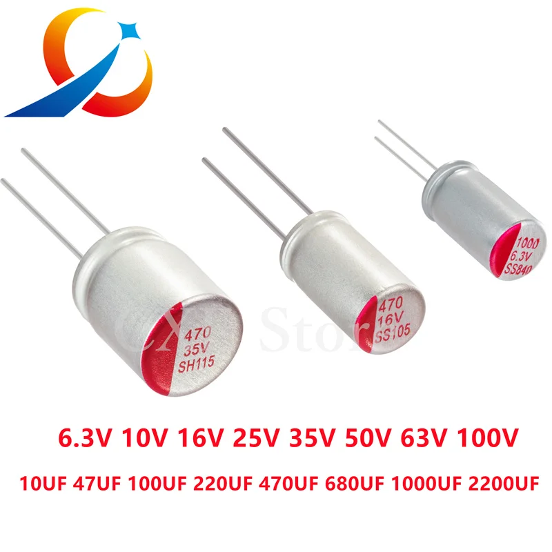 10 szt. Kondensator elektrolityczny o niskim zanurzeniu ESR 6.3 10V 16V 25V 35V 50V 63V 100V 10UF 47UF 100UF 220UF 470UF 820UF 1000UF 2200UF