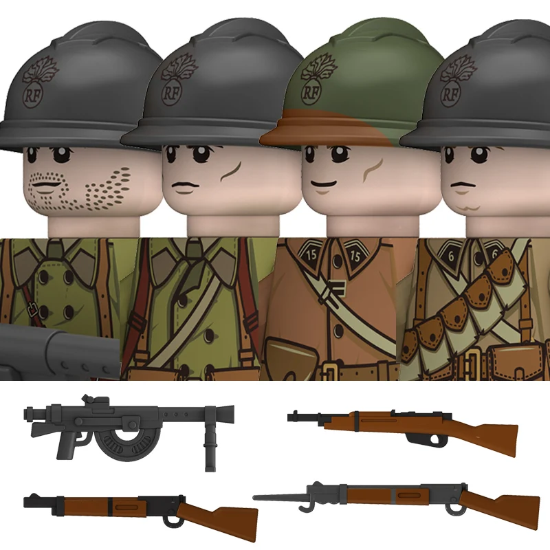 WW2 Militär-Infanterie-Soldaten-Figuren Bausteine Großbritannien USA Sowjetunion Legion Gepanzerte Truppen Waffen Helm Bausteine Spielzeug Geschenk