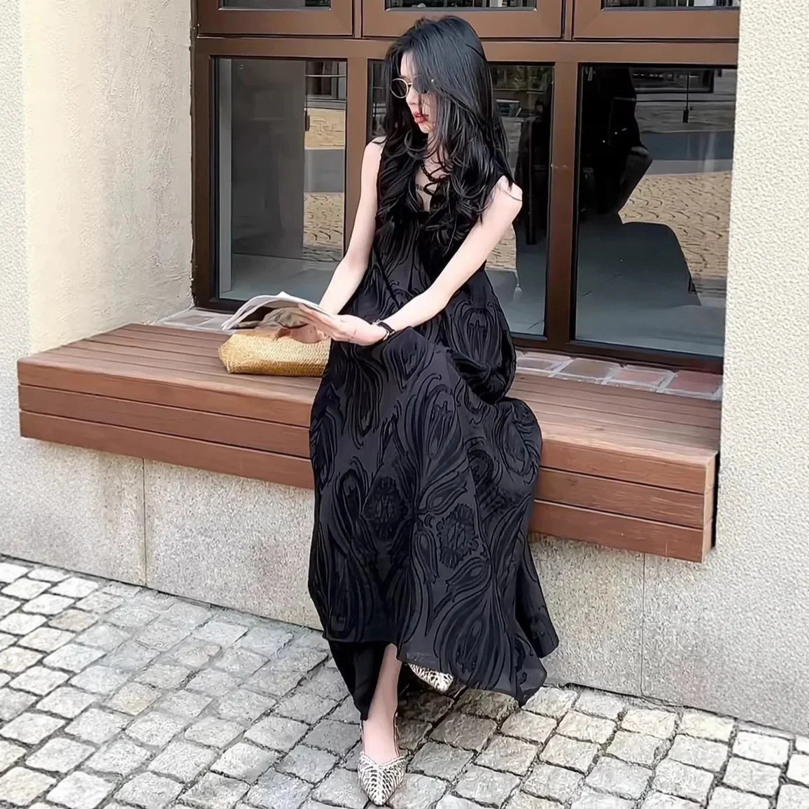 Women's Summer New Luxury Sleeveless Vest Dress Loose Jacquard Elegant Long Maxi Dress Casual Party Wear for Ladies Gift