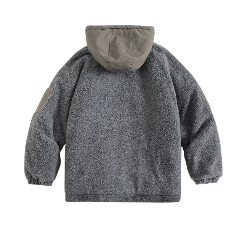 Cappotto da uomo in cotone di lana di agnello con cappuccio a contrasto impiombato giapponese Vintage allentato confortevole caldo Top Casual giacca Versatile Hip Hop