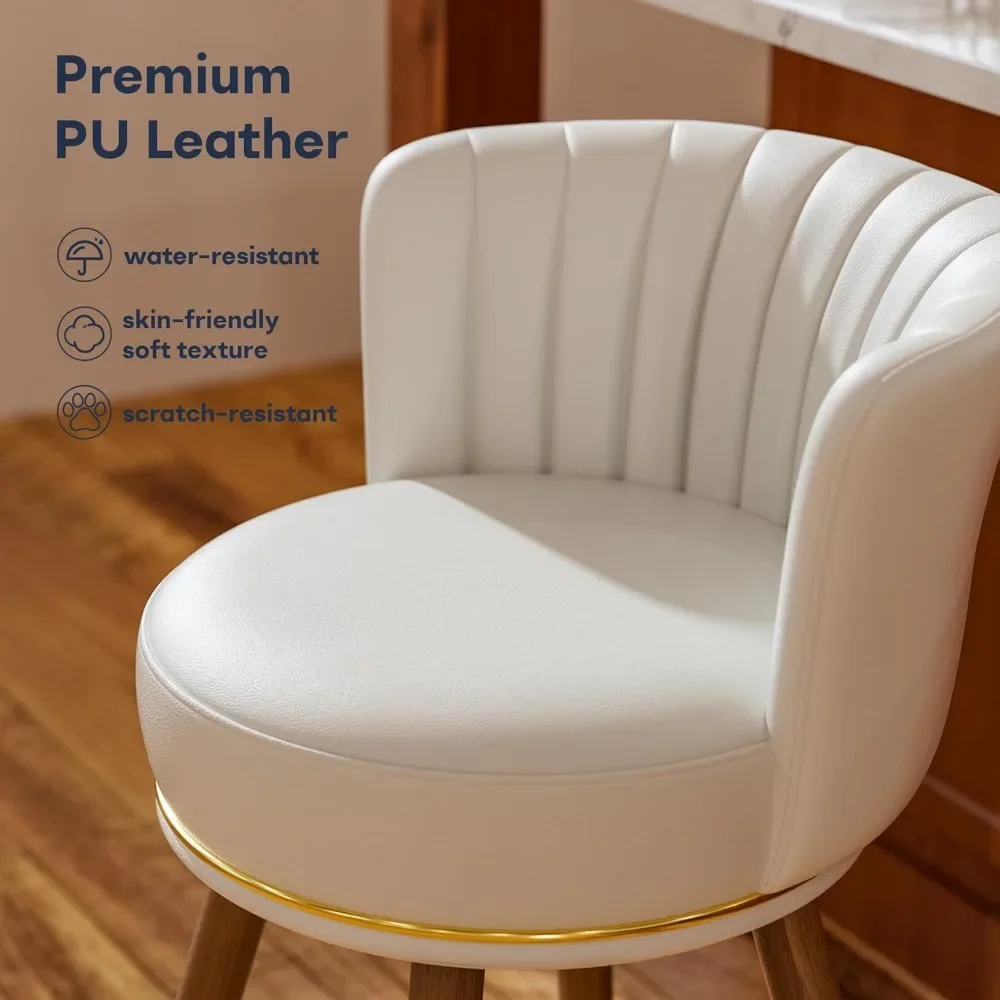 Kursi Bar Counter Height Set Isi 4, Kursi Bar Putar dengan Punggung, Tinggi Kursi 26" H Kursi Counter Berlapis dengan Kayu, 300lbs