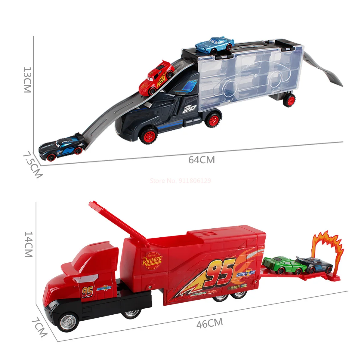 Disney Pixar Cars 3 Diecast Metal Alloy Truck Hauler With 6 Small Cars Cars 3 Mcqueen Jackson Storm Mcqueen Toys Children Gift