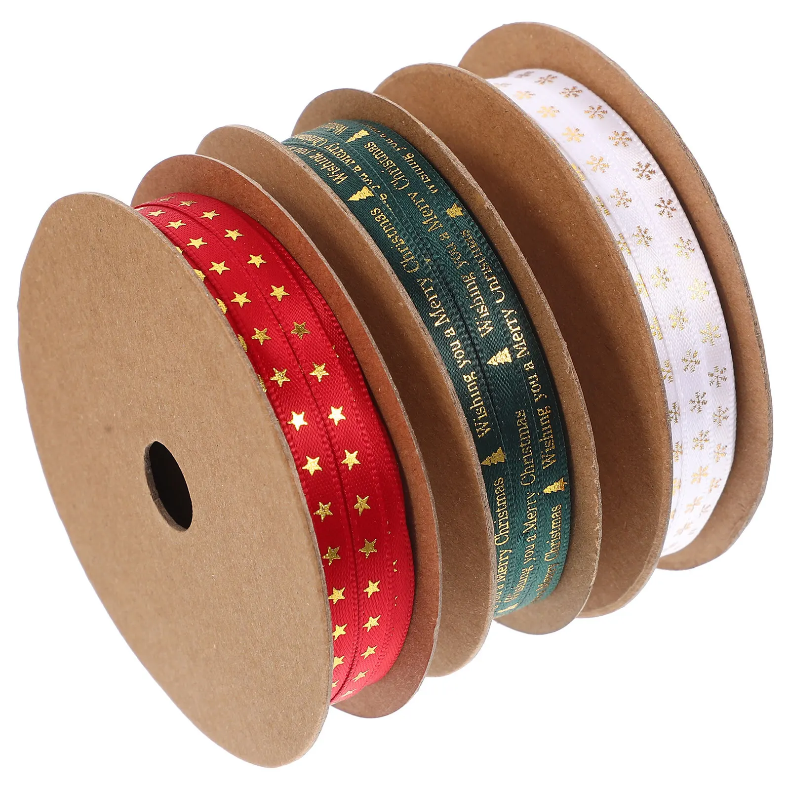

3pcs 3 Rolls Gift Wrapping Ribbon Christmas Ribbon Wired For Diy Xmas Tree Decorations Packaging Craft Bows Accessories