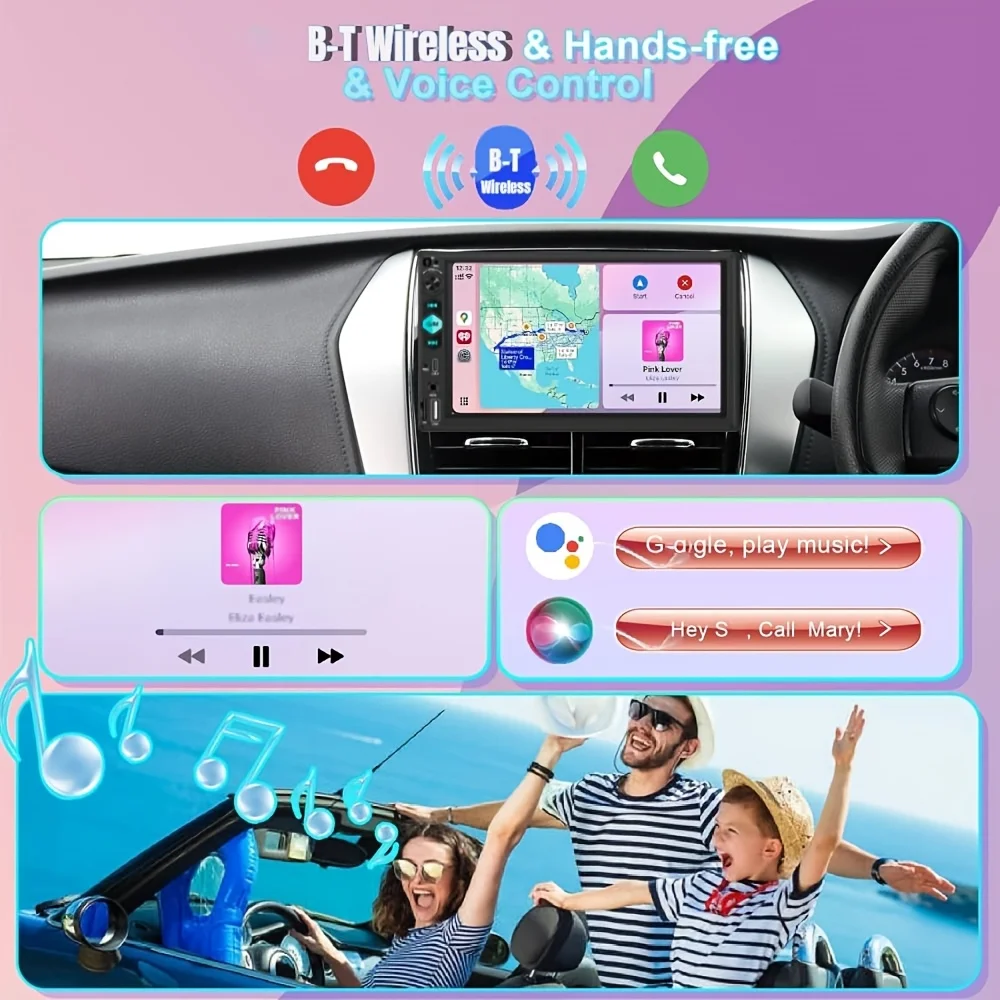 7 ''شاشة تعمل باللمس سيارة مشغل MP5 2DIN ستيريو سيارة عالمي مع كاميرا عكسية BT اللاسلكية مرآة ربط راديو FM USB/TF/AUX/Type-C