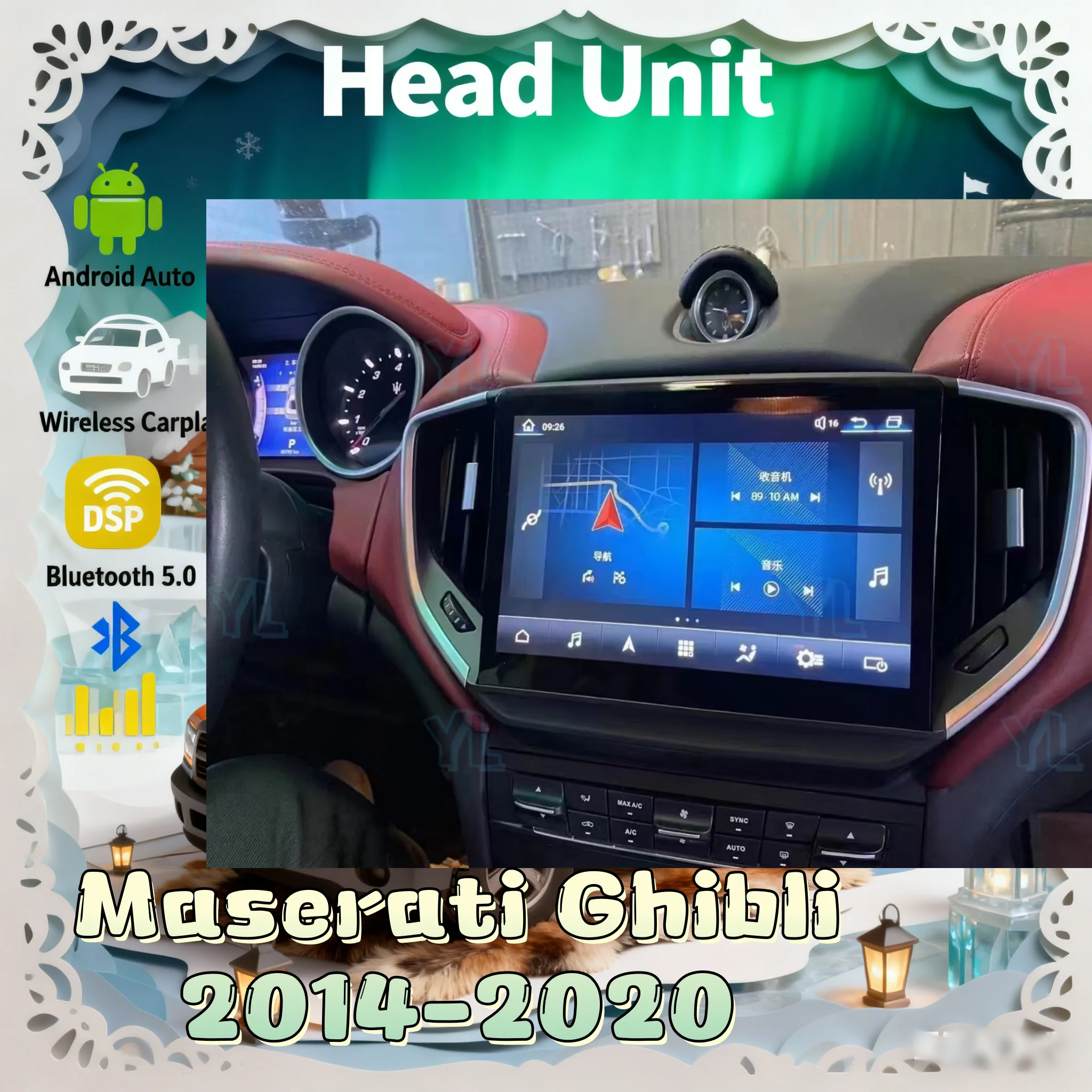 

Android Car Radio For Maserati GHIBLI 2014-2020 Auto Carplay Navigation Multimedia Player Stereo Head Unit Touch Screen WIFI 4G