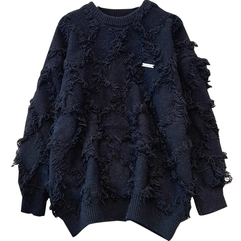 Faionable شرابة التفاصيل فضفاضة متماسكة سترة للرجال الخريف الشتاء وصول جديد عارضة مريحة ألياف البوليستر طويلة Sve...