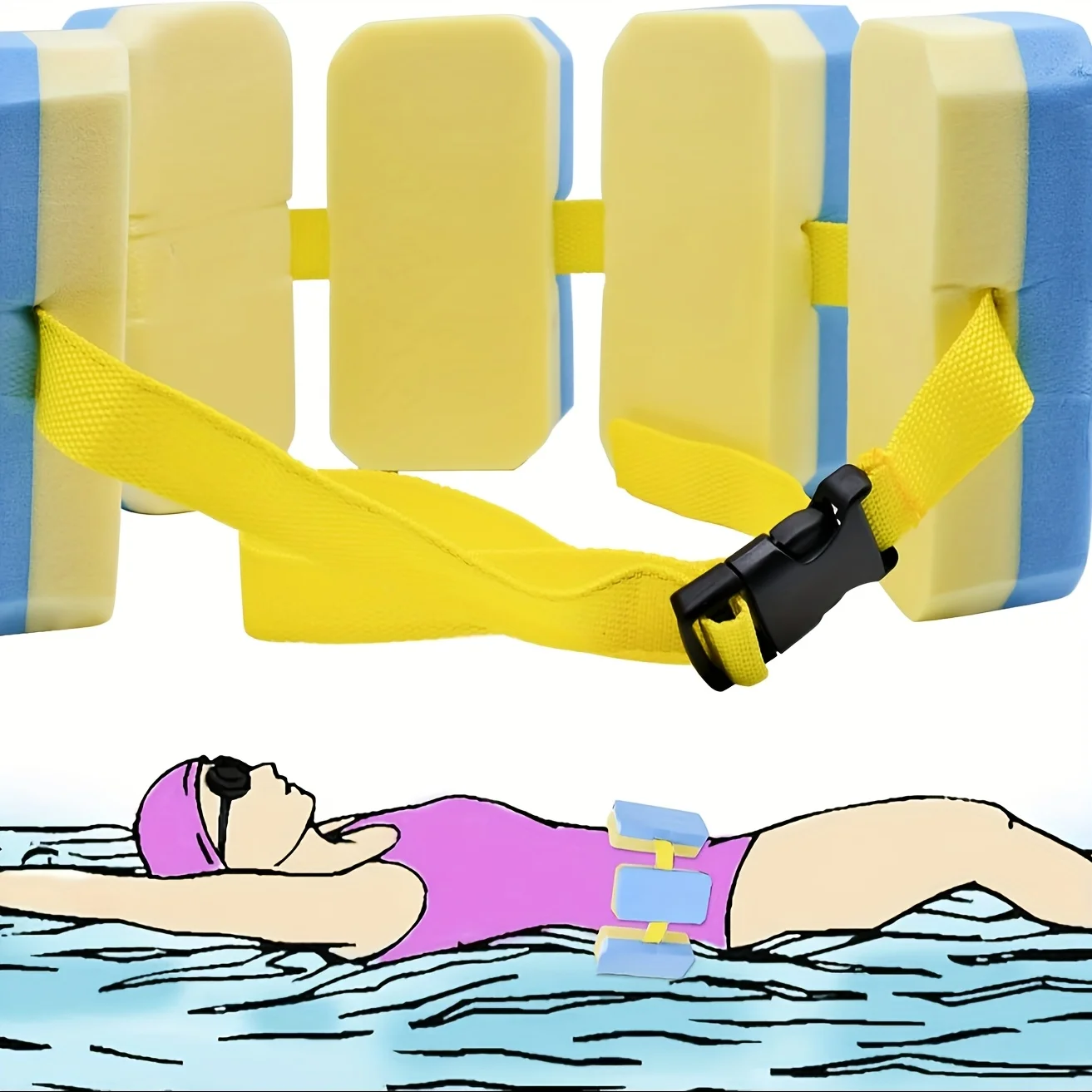 水泳トレーニング用EVAフォームボードベルト - 初心者に最適、調節可能なベルト、ウォーターシッティングベルト付き、バレンタインに最適