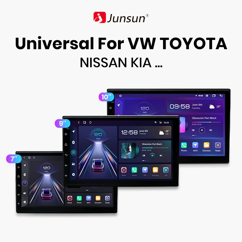 Junsun Wireless Carplay Android Auto Car Universal Radio for VW Volkswagen Nissan Toyota Hyundai Multimedia autoradio WIFI