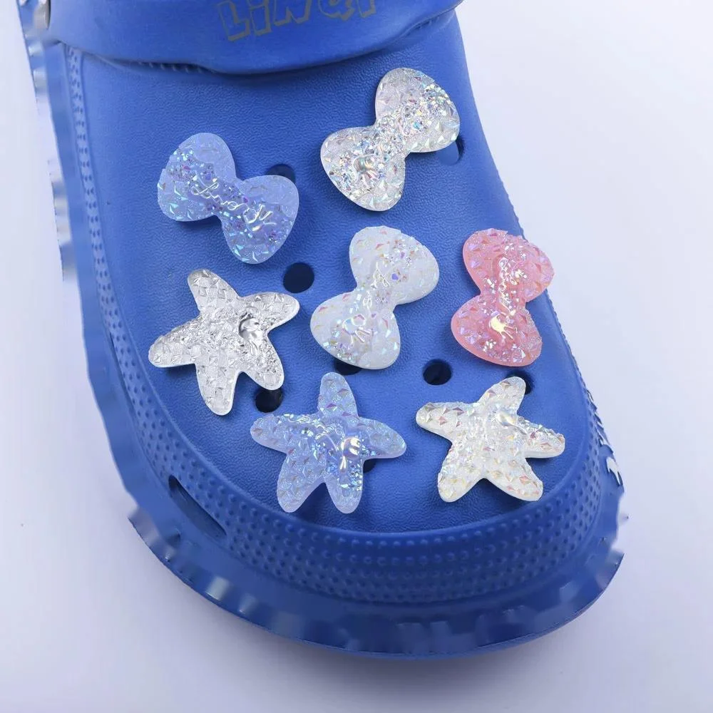 

Resin Colorful Heart Bowknot Shoe Charms Bling Cherry Star Shoes Decorations Queen Love Shell Clog Charms Kids Party Favor