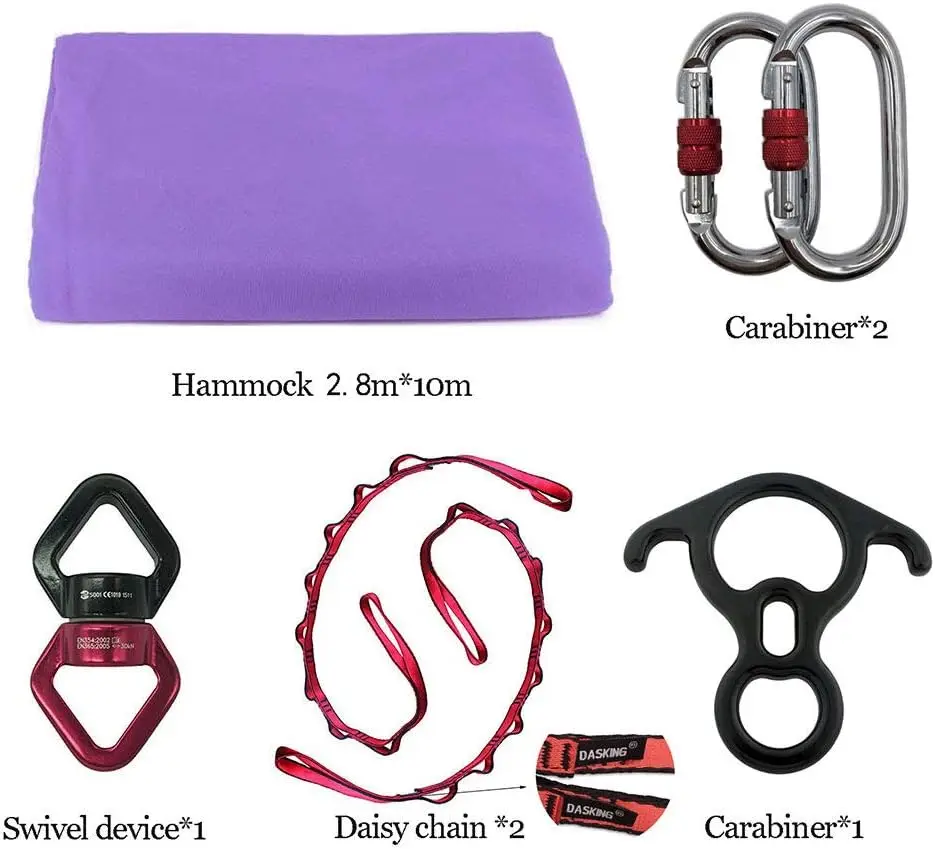 Aerial Silks Starter Kit - Durable 11Yards of Aerial Yoga Hammock with Hardware, Aerial Swing for Acrobatic Flying Yoga