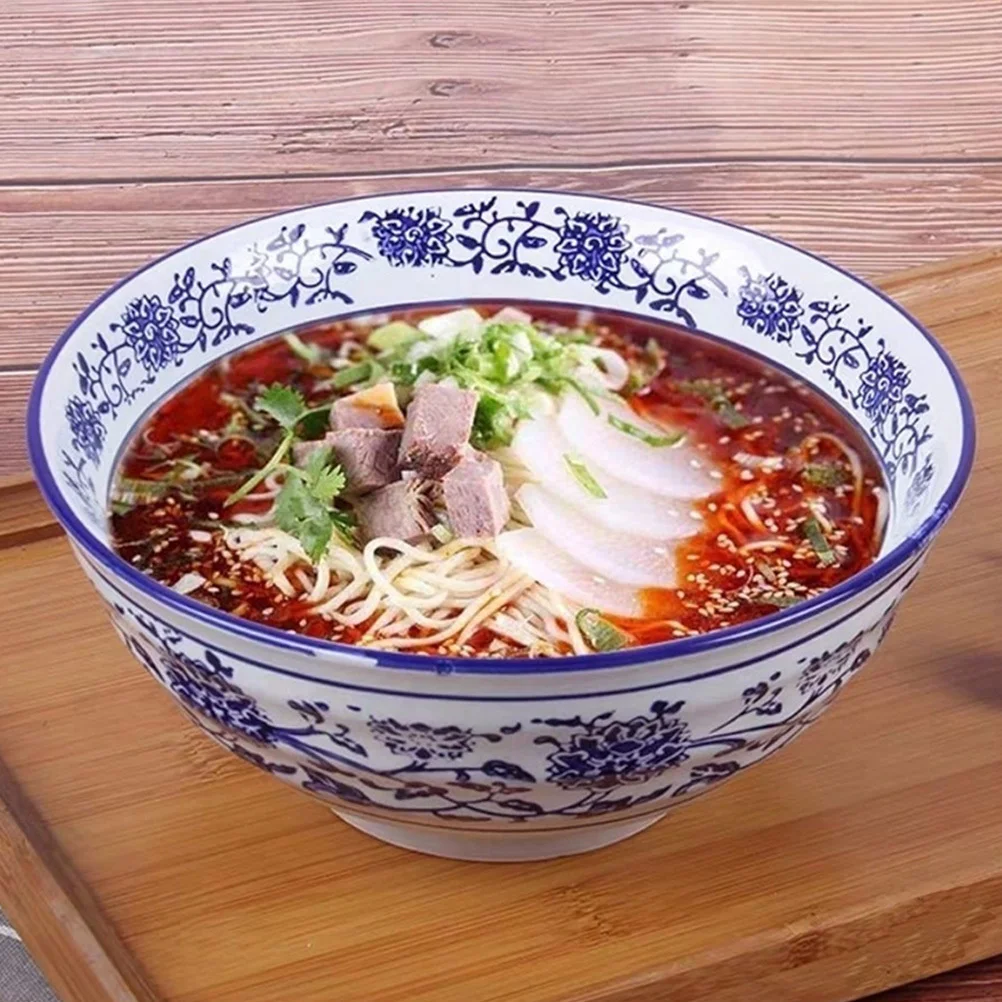 

1Pcs Vintage Ceramic Ramen Bowl Home Kitchen Large Opening Soup Salad Noodles Food Serving Bowl Kitchen Tableware