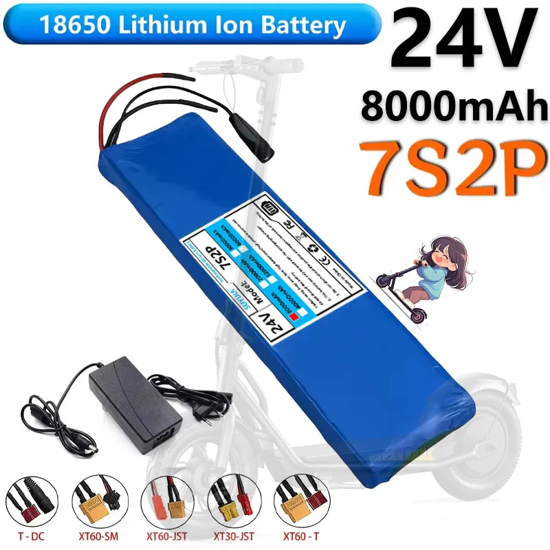 

Batterie Rechargeable Lithium-ion 24v 8Ah 7s2p 18650, Batterie 29.4v + Chargeur 2a, Pour Batterie De Scooter Électrique, Etc.