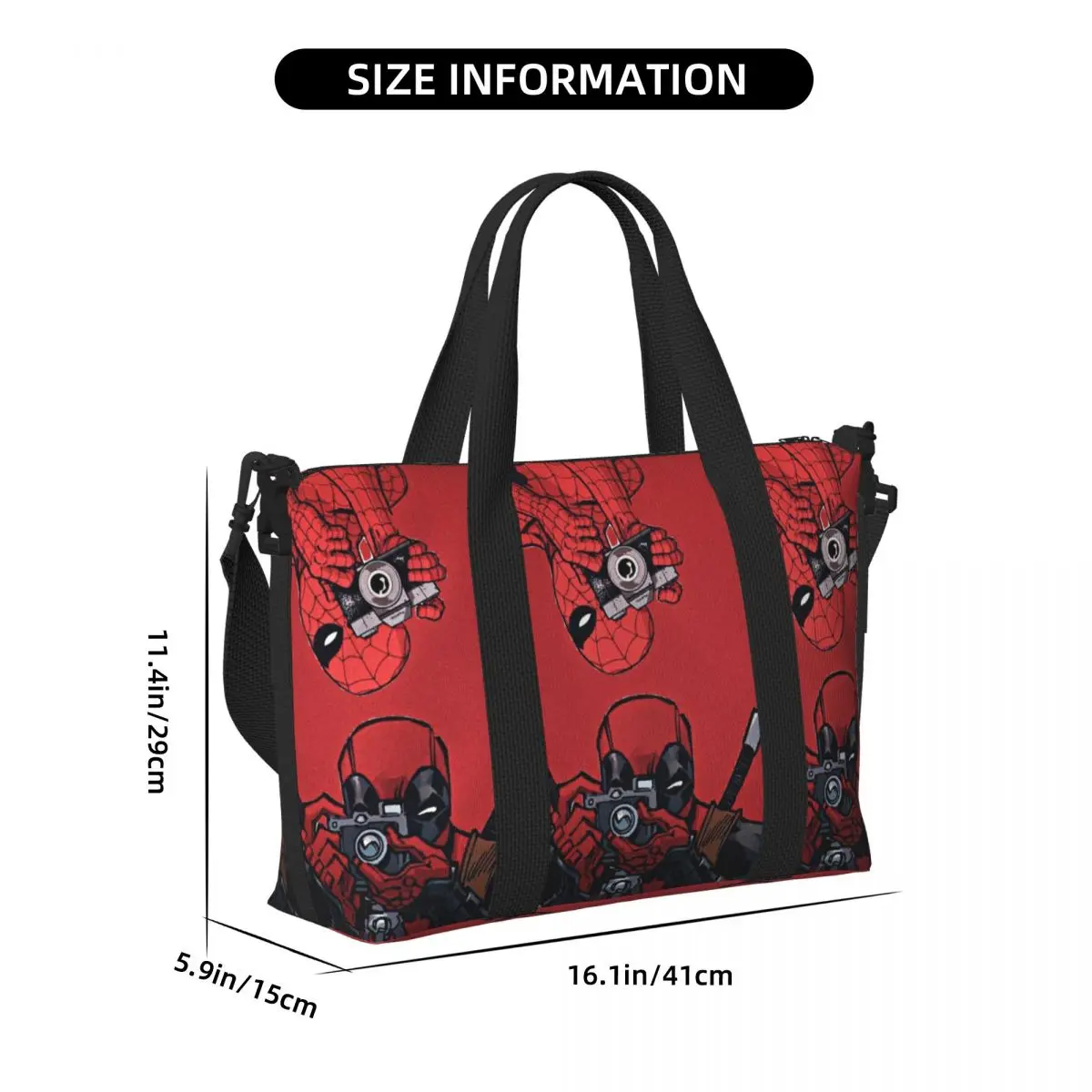 Custom Deadpool Photograph Beach Tote Bag for Women Big Compartment Gym Beach Travel Bags