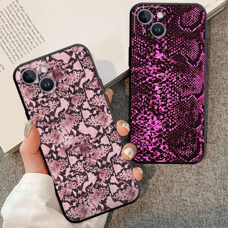 Black Soft Case for Samsung Galaxy S9 S8 Plus S10 Note 10 Plus Note 9 8 Note 20 Ultra S9 Plus Note Shockproof Snake Skin Cover